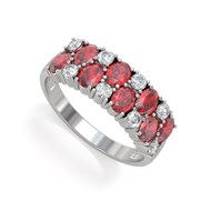 Bague ADEN Or 585 Blanc Rubis et diamants 2.524grs