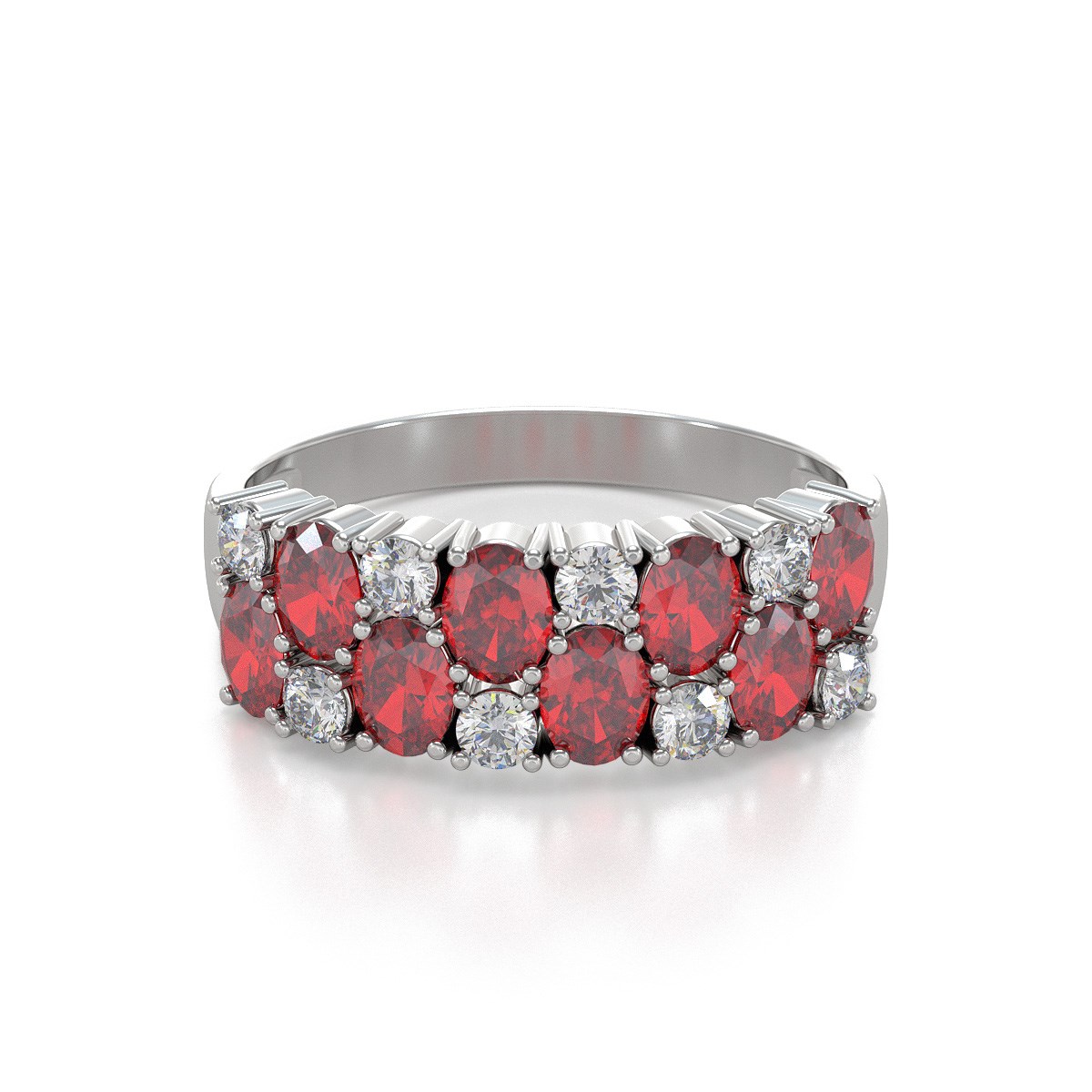 Bague ADEN Or 585 Blanc Rubis et diamants 2.524grs - vue 3