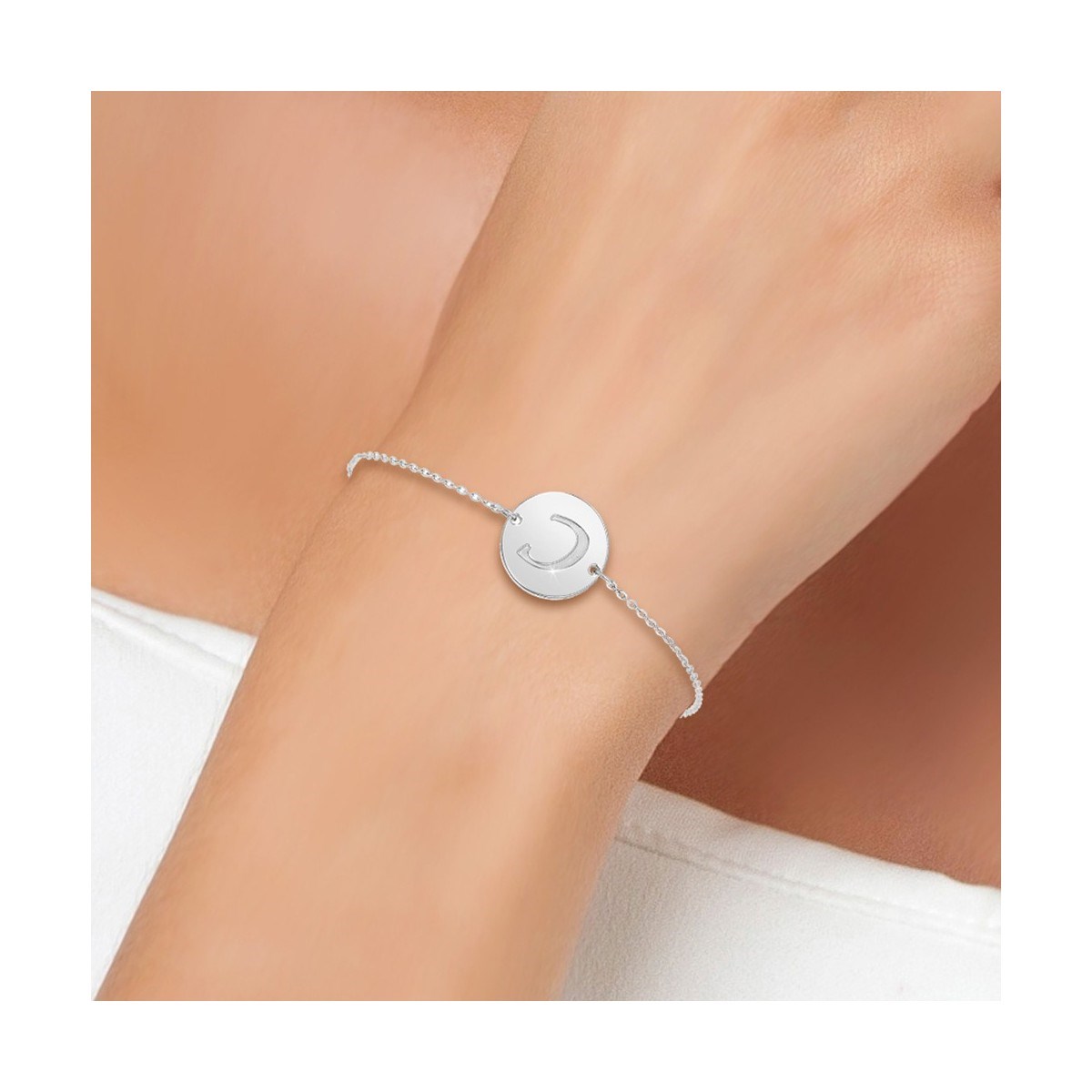 Bracelet lettre C en acier inoxydable SC Crystal - vue 2