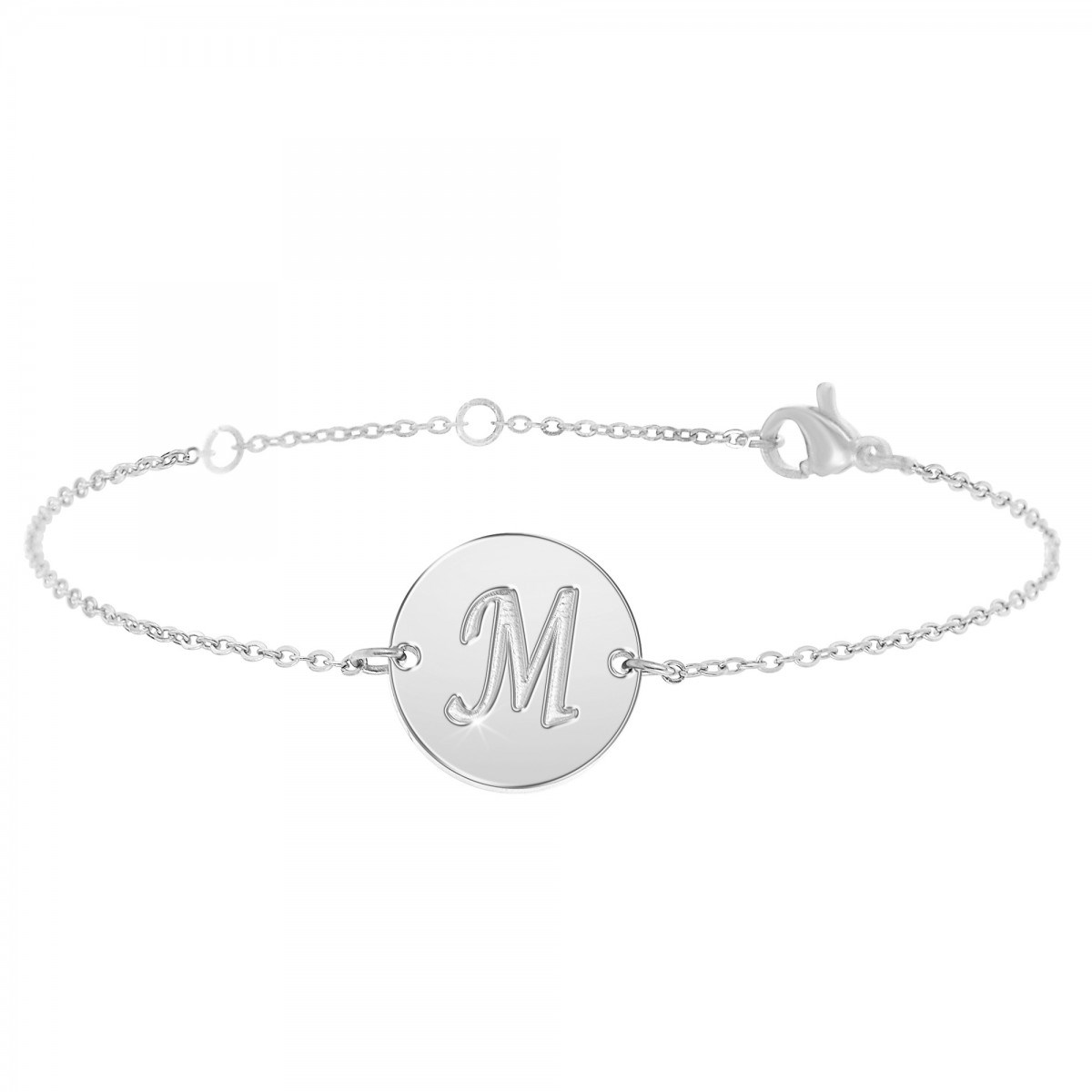 Bracelet lettre M en acier inoxydable SC Crystal