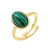 Bague ajustable SC Bohème ornée d'une malachite