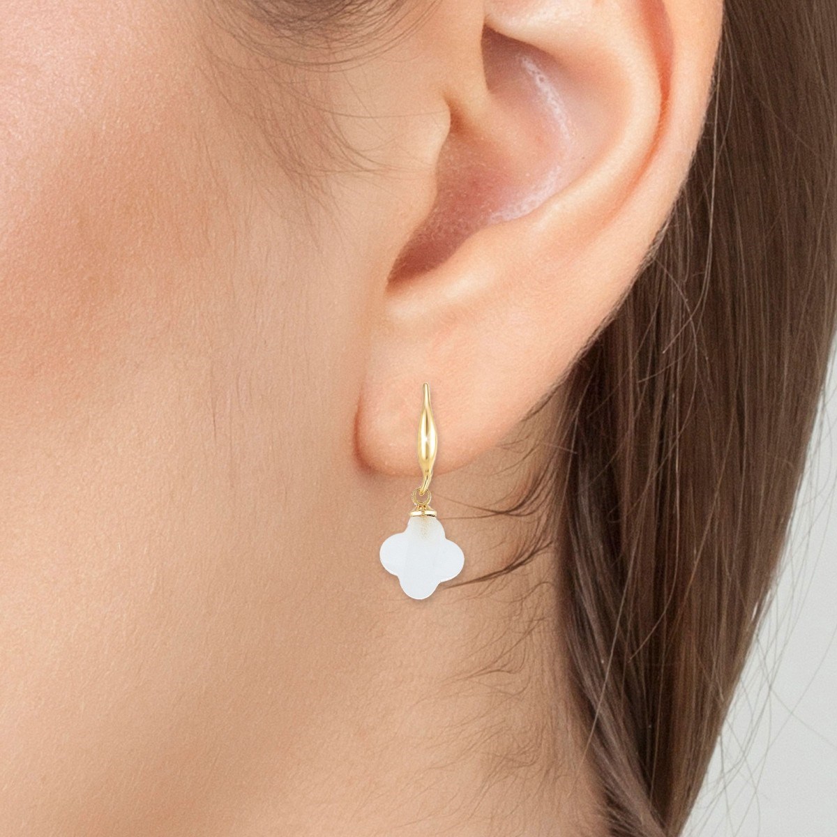 Boucles d'oreilles SC Bohème ornées de quartz blanc - vue 2