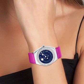 Montre Alysson étoiles à mouvement tournant SC Crystal ornée de Cristaux scintillants