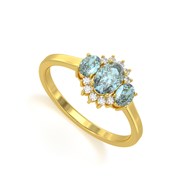 Bague ADEN Or 585 Jaune Aigue-Marine et diamants 1.358grs