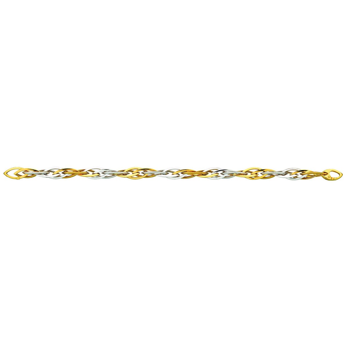 Bracelet or 18 carats bicolore maille double navette