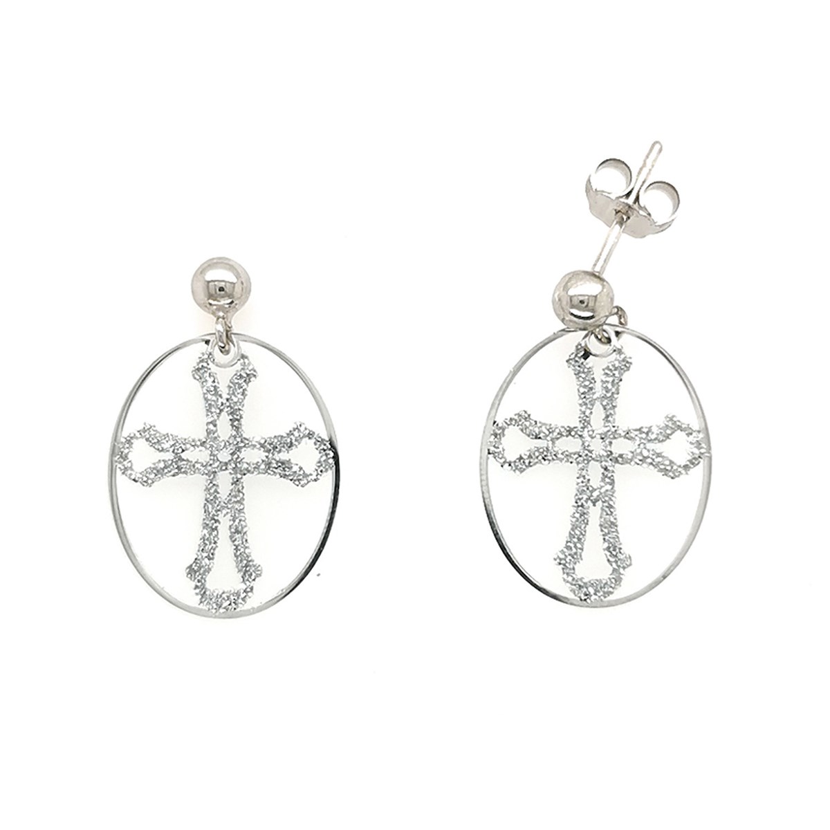 Boucles d'oreilles Orus croix argent pailleté
collection Tatoo