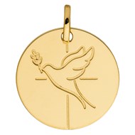 Médaille ronde colombe or jaune 18 carats