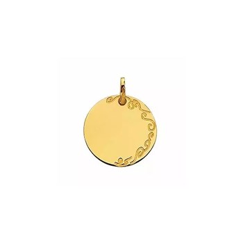 Médaille ronde gravée côté droit or jaune 18 carats