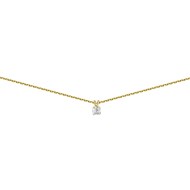 Collier solitaire diamant or 18 carats  0.05 ct