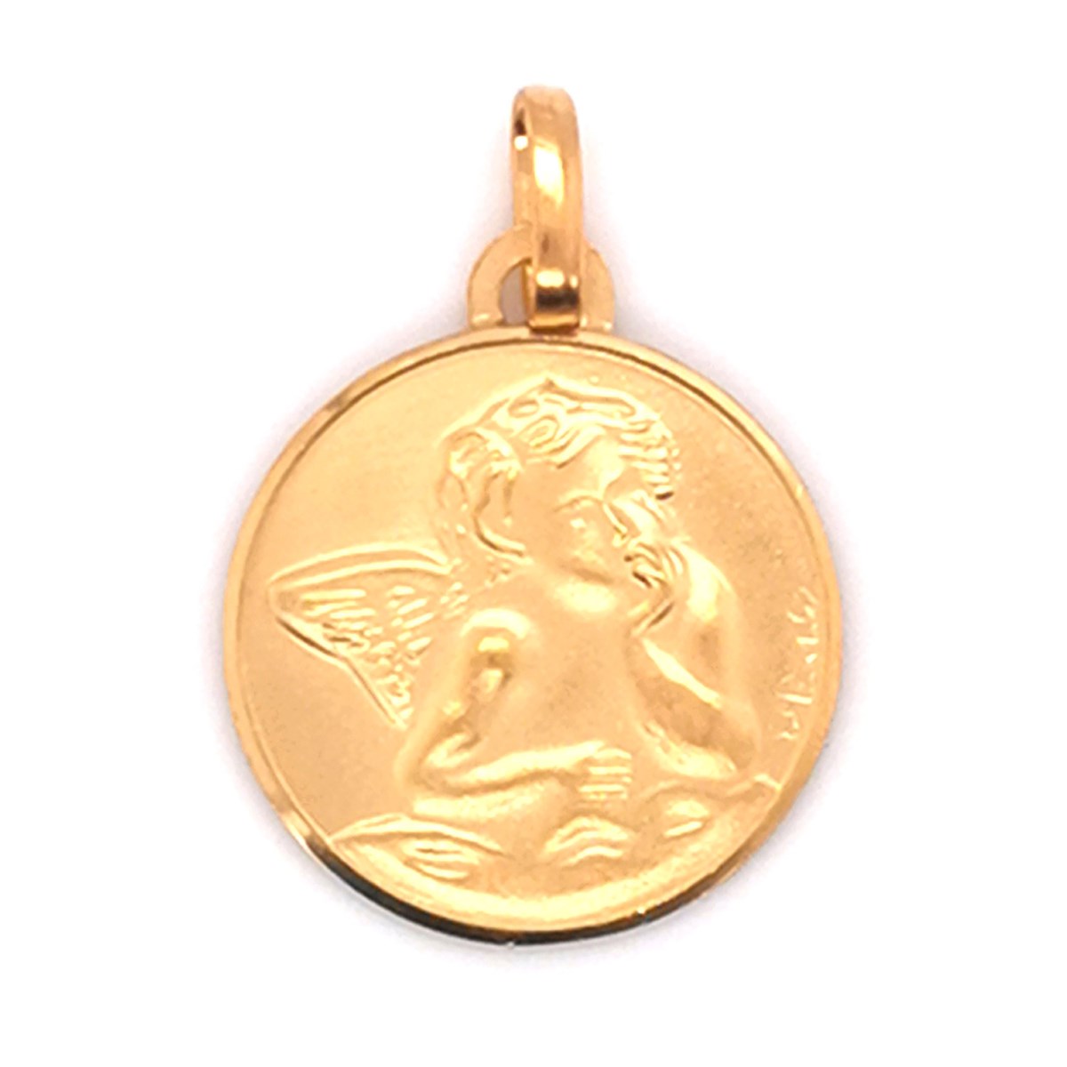 Médaille Brillaxis ronde ange or jaune 18 carats