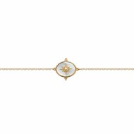 Bracelet Plaqué Or Médaillon Nacre Etoile Soleil