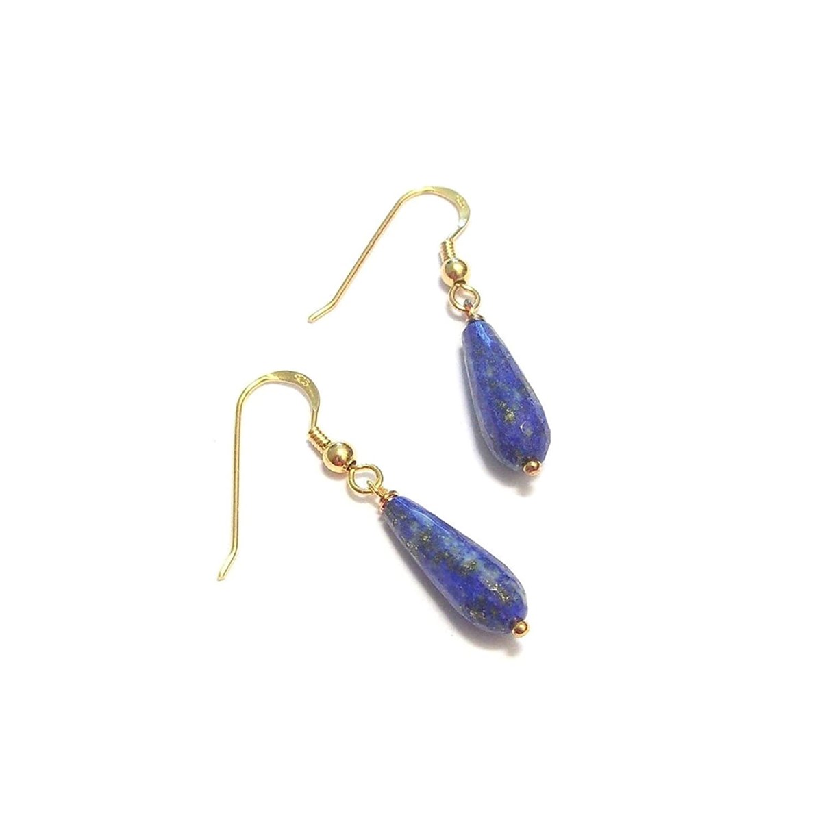 Boucles D'oreilles Lapis Lazuli Argent 925 Doré - vue 2