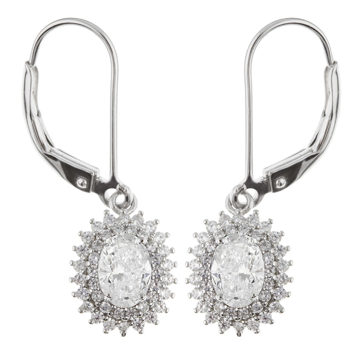 Boucles d'oreille argent rhodié dormeuses cubic zirconia