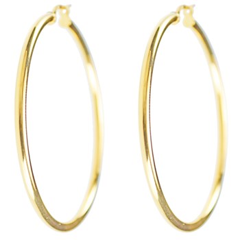 Boucles d'Oreilles Créoles Or 18 Carats 750/000 Jaune - 4cm