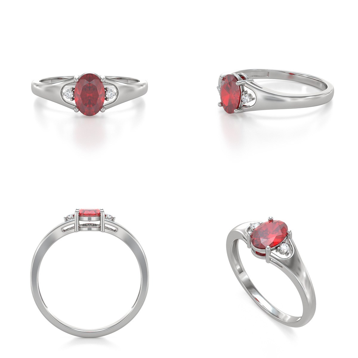 Bague ADEN Or 585 Blanc Rubis et diamants 1.382grs - vue 2