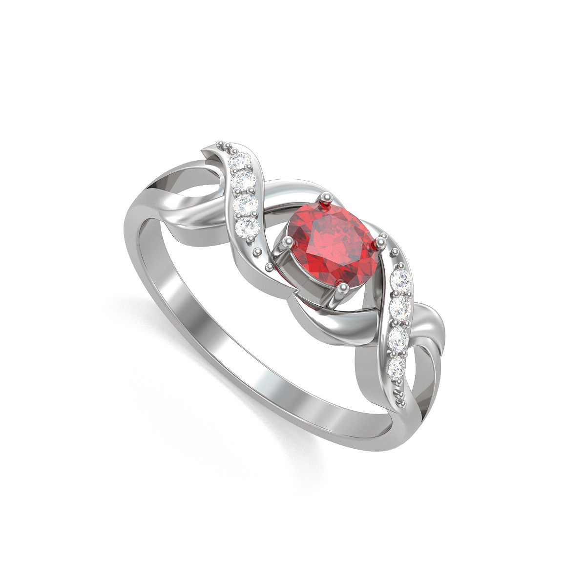 Bague ADEN Or 585 Blanc Rubis et diamants 2.684grs