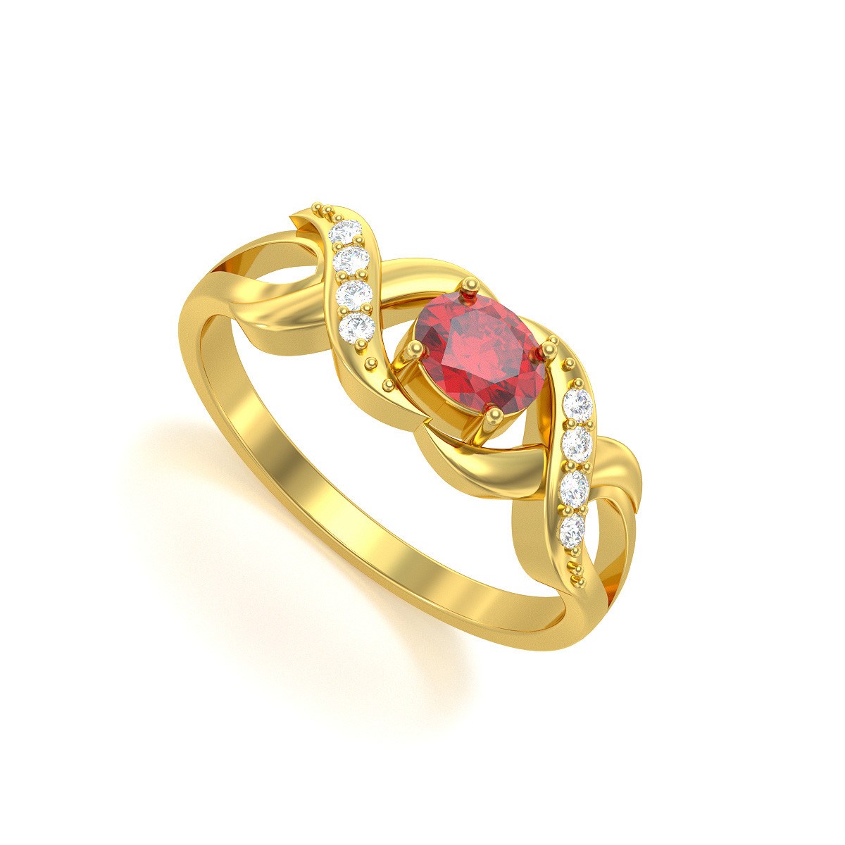 Bague ADEN Or 585 Jaune Rubis et diamants 2.684grs