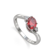 Bague ADEN Or 585 Blanc Rubis et diamants 1.58grs