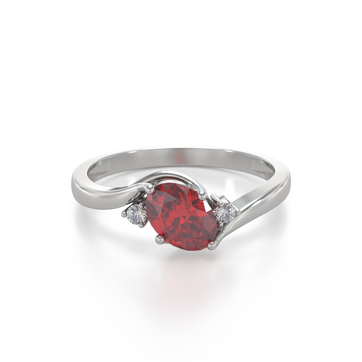 Bague ADEN Or 585 Blanc Rubis et diamants 1.58grs - vue 3