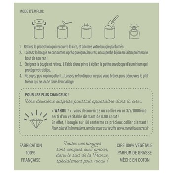 Bougie Bijou Collier doré - Parfum Sous les frangipaniers - 40h