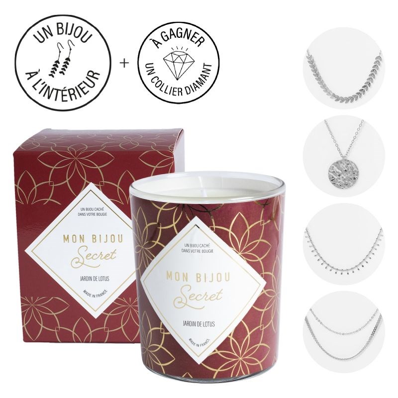 Bougie Bijou Collier argenté - Parfum Jardin de lotus - 40h - vue 2