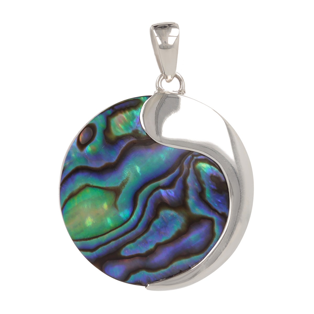 Pendentif médaillon nacre abalone argent 925