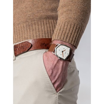 White Reverso - Cuir Piqué Marron