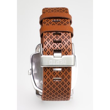 White Reverso - Cuir Piqué Marron