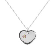Collier Argent 925 rhodié avec une opale précieuse dans un médaillon forme de coeur