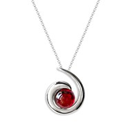 Collier Argent 925 rhodié pendentif spirale avec oxyde de zirconium rouge grenat