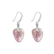 Boucles d'oreille pendantes Argent 925 rhodié en forme d'amende couleur rose