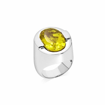 Bague Diane Argent Pierre Quartz Jaune