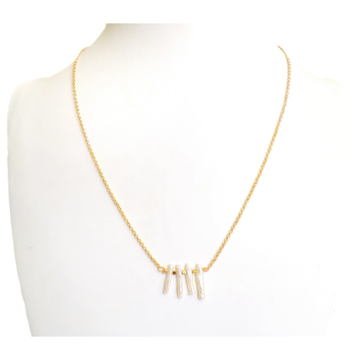 Collier de style minimaliste de perles d'eau douce Keshi. doré à l 'or fin - vue 2
