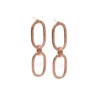 Boucles d'oreilles pendantes en plaqué or rose faites à la main avec deux mailles - Bijou de créateur - vue V1