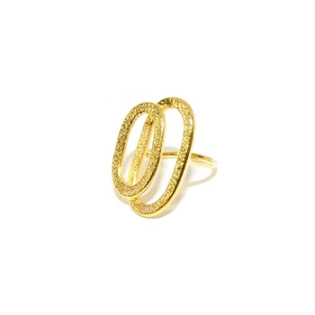 Bague ajustable en plaqué or faite à la main avec doubles mailles superposées - Bijou de créateur