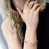 Bague ajustable en plaqué or rose faite à la main avec doubles mailles superposées - Bijou de créateur - vue V2