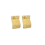 Boucles d'oreilles à clou en plaqué or faites à la main avec arabesque géométrique - Bijou de créateur