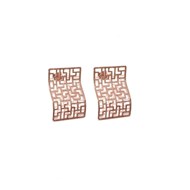 Boucles d'oreilles à clou en plaqué or rose faites à la main avec arabesque géométrique - Bijou de créateur