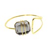 Bracelet rigide en plaqué or métallique fait main avec pierre crystal - Bijou de créateur - vue V1