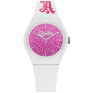 Montre femme Superdry - cadran rose - bracelet blanc