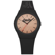 Montre femme Superdry - cadran pailleté - bracelet noir