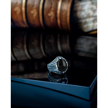 Bague Homme en Argent 925 Vieilli avec Pierre Onyx - Idée Cadeau Exceptionnelle | Aden Boutique