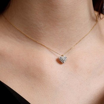 Yellow gold and white zirconium oxides 'Coeur de Crystal' necklace