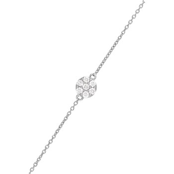 Bracelet chaine Or Blanc 'A LA FOLIE, POUR LA VIE' Diamants 0,15 carat