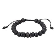Bracelet Homme ajustable perles noires 'ODD'