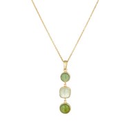 Collier laiton doré monté d'une Calcédoine, Préhnite verte ' Sonie '