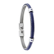 Bracelet homme Jourdan Fuf acier et cordelette bleue