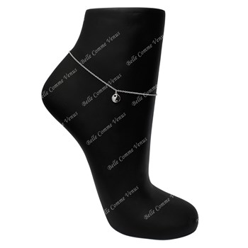 Yin yang enkelbandje bezet met witte en zwarte zirkoonoxide 925 gerhodineerd zilver