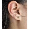 Boucles d'oreilles oeil symbole serti d'oxyde de zirconium Plaqué or 750 3 microns - vue V4