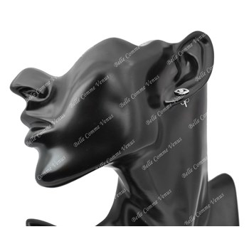 Boucles d'oreilles oeil symbole serti d'oxyde de zirconium Argent 925 Rhodié